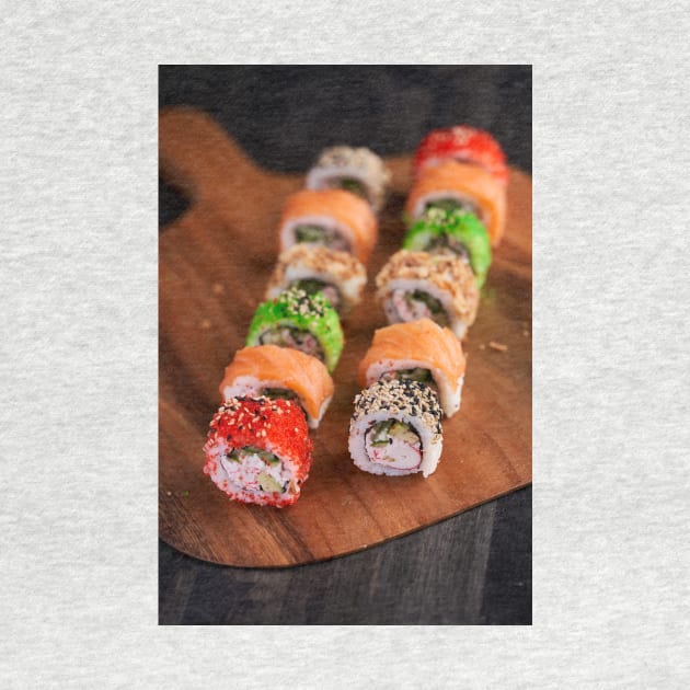 Variety of sushi freshly prepared by naturalis